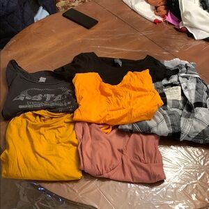 Bundle 6 women’s tops size Small Orange , mustard , black